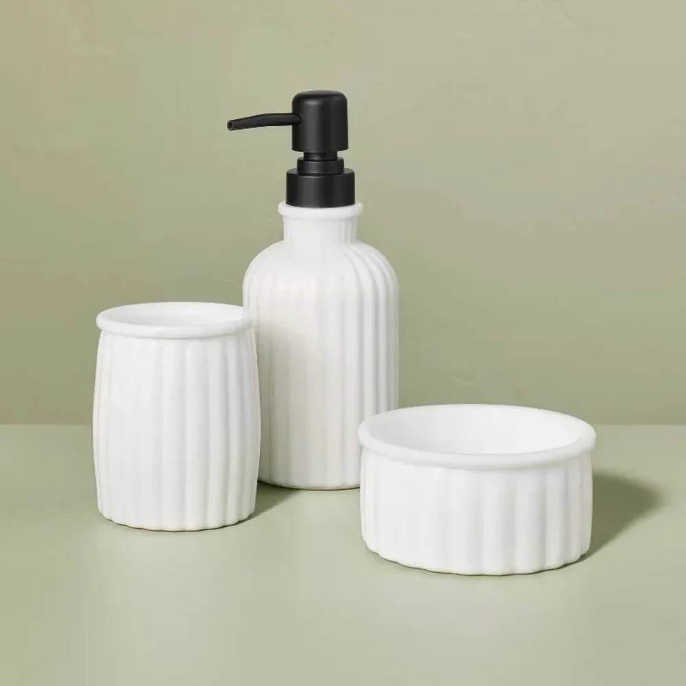 Fluted Milk Glass Soap Pump Black – Hearth & Hand Magnolia,‎ Target 2023